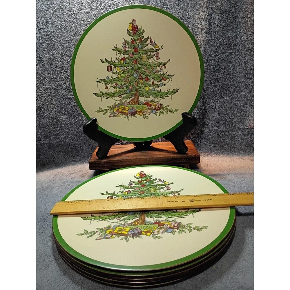 Pimpernel England Christmas Tree Cork Back Placemats Set of 6 Round 10